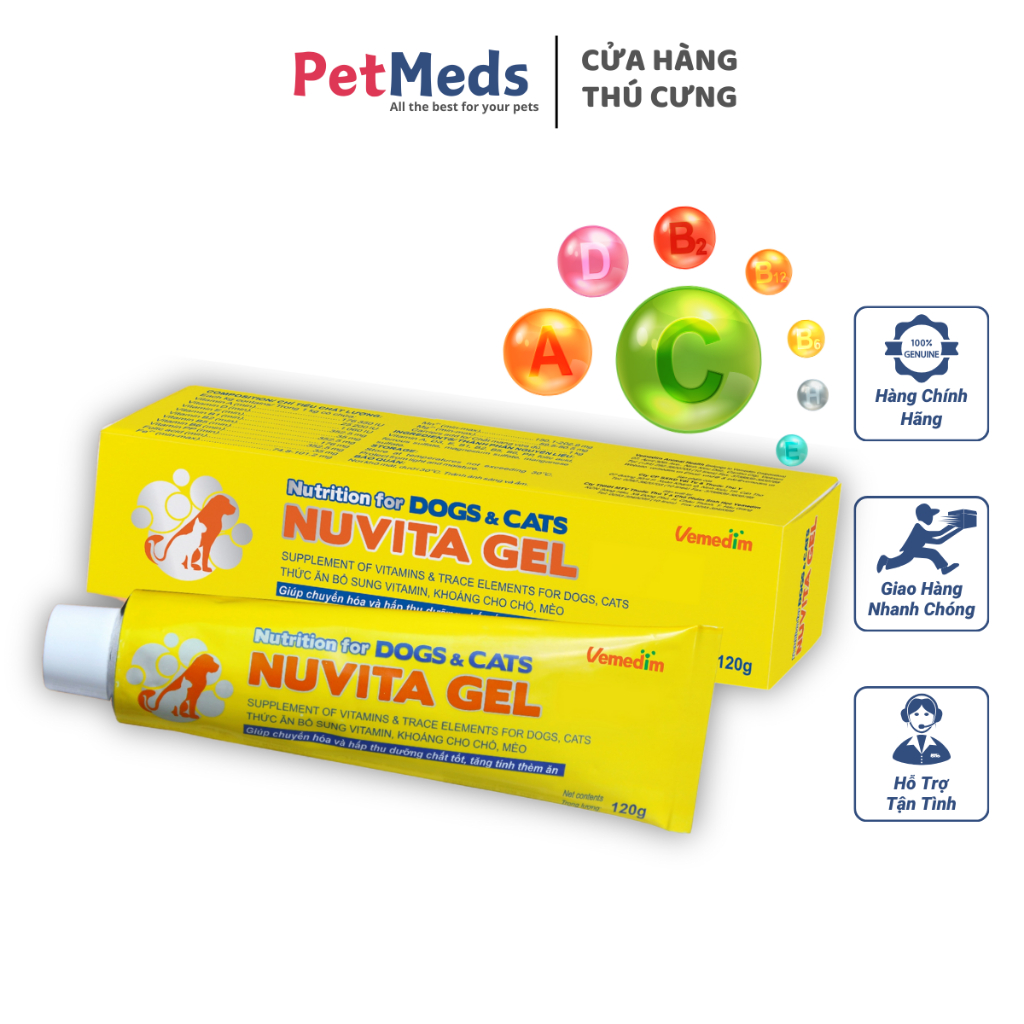 Nuvita Gel Vemedim Gel Bổ Sung Dinh Dưỡng, Vitamin, Khoáng Cho Chó Mèo - Tuýp 120g