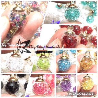 Hạt chứa pha lê làm mặt dây chuyền, vòng tay, vòng cổ phụ kiện handmade