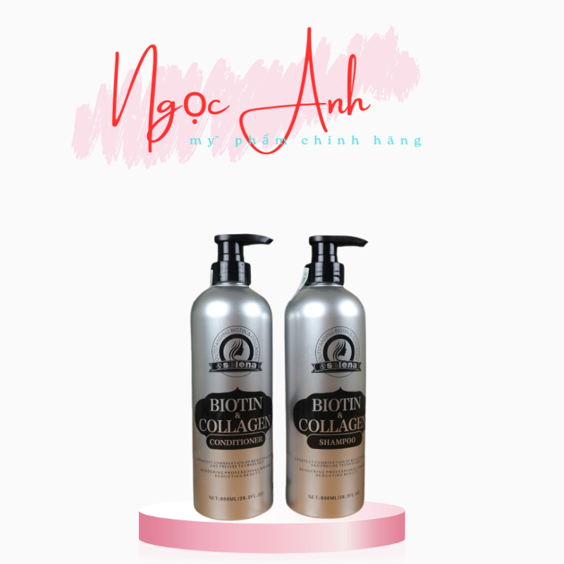Cặp Dầu Gội Xả Biotin Collagen Selena _ Giảm Rụng Tóc,Phục Hồi Tóc Khô Xơ, Hư Tổn Hàng Chính Hãng