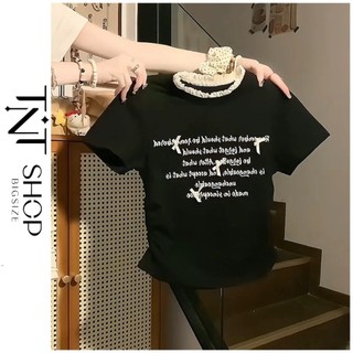 Áo thun bigsize nhún eo viền ren đính nơ