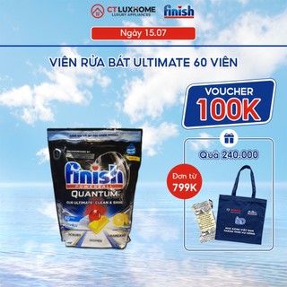 Viên rửa chén bát Finish Quantum Ultimate 60 viên hương chanh [14 chức năng]