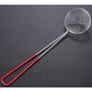 Vợt múc thạch, trân châu, topping inox cao cấp cán đỏ dài 27 cm, đường kính vợt 6.5 cm