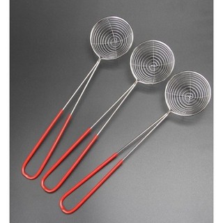 Vợt múc thạch, trân châu, topping inox cao cấp cán đỏ dài 27 cm, đường kính vợt 6.5 cm