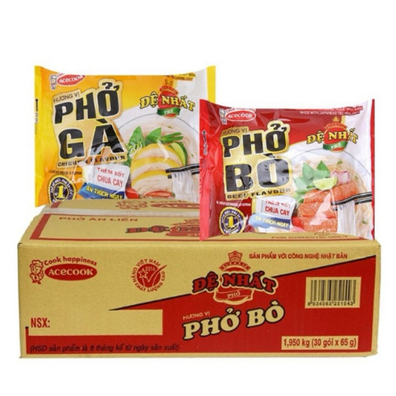 Thùng 30gói Phở Bò / Phở Gà Đệ Nhất Của Acecook x 65g date mới
