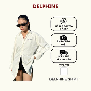 _ Áo sơmi freesize thêu chữ | Delphine chemise