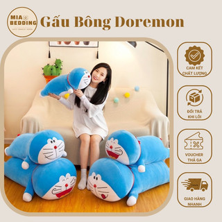 Gấu bông doremon dáng nằm nghộ nghĩnh, gối ôm doremon nằm dài êm mềm