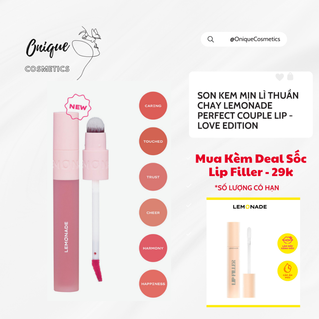 SON KEM MỊN LÌ THUẦN CHAY LEMONADE PERFECT COUPLE LIP - LOVE EDITION