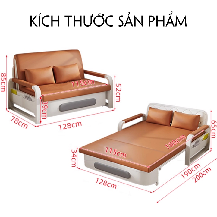 Sofa Giường Thông Minh Gấp Gọn Thành Ghế Đa Năng Có Hộc Để Đồ Kèm Nệm Và 2 Gối, Giường Sofa Hiện Đại Gấp Gọn Thành Ghế | BigBuy360 - bigbuy360.vn