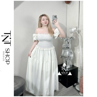 ĐẦM BIGSIZE NHÚN THÂN TAY PHỒNG DÁNG DÀI KÈM KHĂN [TNT SHOP BIGSIZE 60KG 90KG]