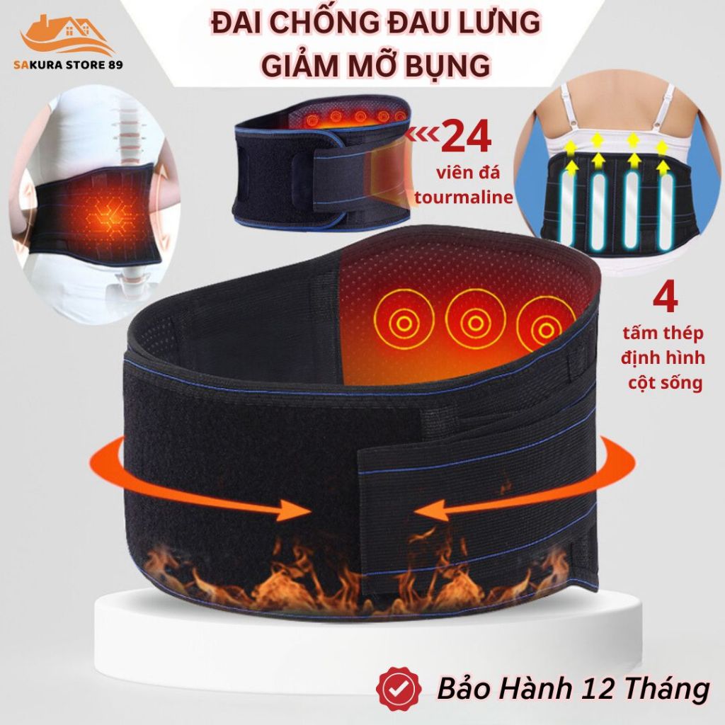 Đai đeo bảo vệ cột sống giảm đau lưng thoát vị đĩa đệm, Đai giảm mỡ tự làm nóng từ đá nhiệt tourmaline
