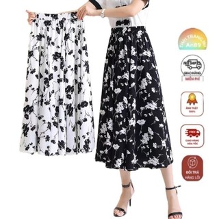  Chân váy dài bông hoa vintage tiểu thư cạp chun co giãn thời trang nữ An89 