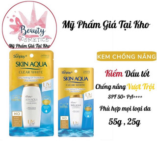 Sữa Chống Nắng Dưỡng Da Trắng Mịn Tối Ưu Kiềm Dầu Sunplay Skin Aqua Clear White SPF 50+ PA++++ 55g
