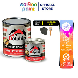 Sơn Sắt Mạ Kẽm Epoxy Dolphin Sơn 2 Thành Phần Loại 1Kg Bám Cực Chắc Trên Mọi Bề Mặt Như Sắt Mạ kẽm, Bê Tông Không CầnLot