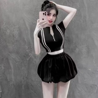 Set áo zip kéo cổ trụ và quần bí siu đẹp