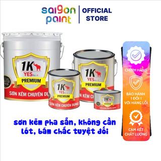 Tặng cọ, nhám Sơn Sắt Mã Kẽm Pha Sẵn Không Cần Lót 1K Yes Paint, Bám Cực Chắc Trên Tất Cả Các Bề Mặt