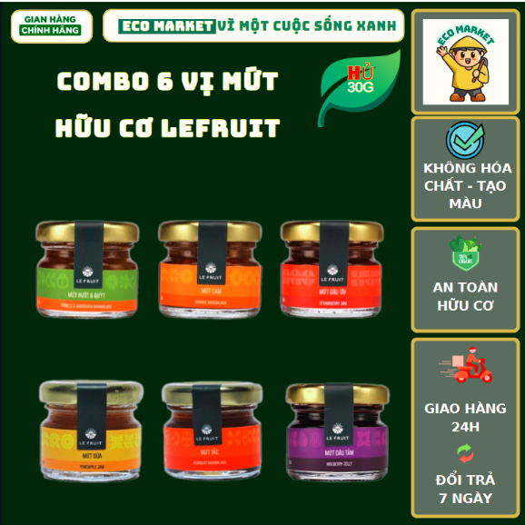 Mứt trái cây Le Fruit combo 6 lọ 30g/ lọ