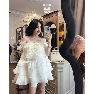 Váy tơ tầng bánh bèo kim anh bùi