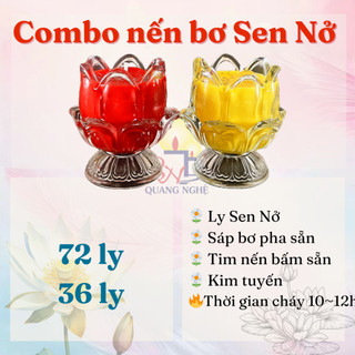 Combo làm nến bơ cúng dường 72/36 ly Sen Nở