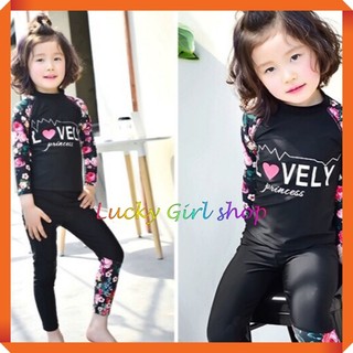 [HÀNG CAO CẤP] Sét Bộ Bơi Đồ Bơi Bé Gái Lovely Princess Tay Dài Quần Dài Size 11-35kg - Lucky Girl shop NHA TRANG