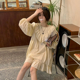 Váy midi xoè cách điệu thanh lịch, đầm babydoll tay phồng tiểu thư Hàn Quốc 1595
