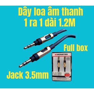 Dây loa âm thanh audio 1 ra 1 dài 1.2m monster chính hãng cao cấp dây loa 2 đầu 3.5mm