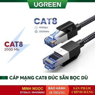 Dây cáp mạng Cat8 đúc sẵn dây bọc dù dài 10M-20M chính hãng Ugreen NW153 cao cấp