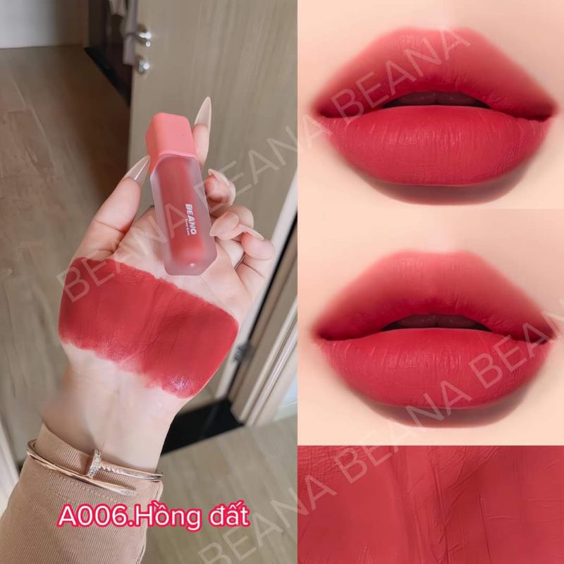 Son màu hồng nude, son màu hồng đất Beana chính hãng siêu lì lâu trôi màu A006 hồng nude siêu sang c