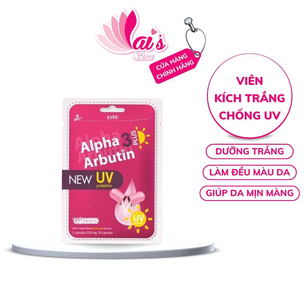 Viên Bột Kích Trắng Alpha Arbutin 3 Plus Ban Ngày New Uv (Vỉ 10 Viên) Thái Lan Chính Hãng - Lai's St