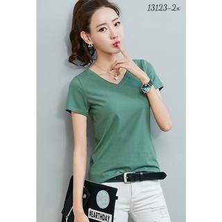 SALE - Áo thun cổ tim BIGSIZE thun cotton Basic trơn 13123