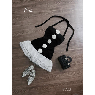 Đầm hoa trà phối bèo cho bé