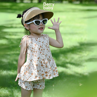 Bộ hai dây bé gái BERRY bộ chun dáng xoè mùa hè cho bé gái xô muslin CARLA