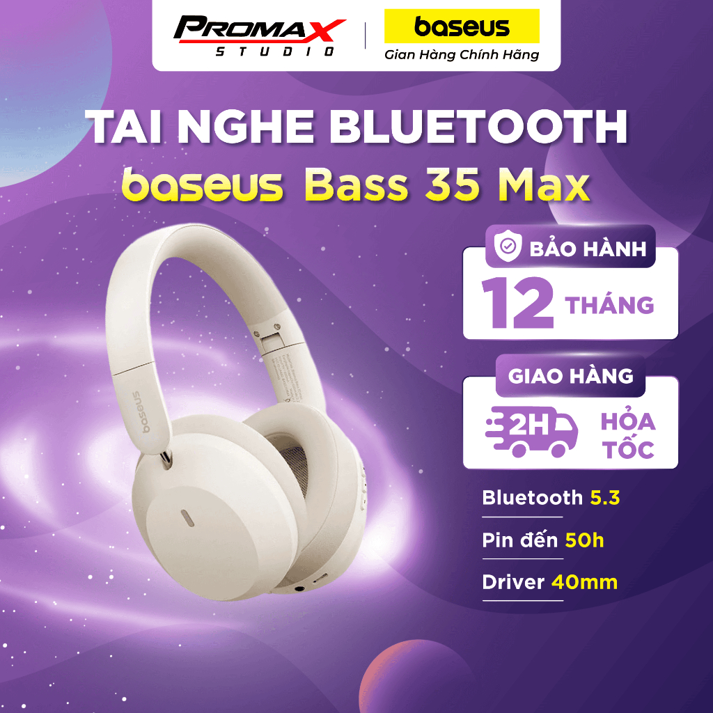 Tai Nghe Chụp Tai Không Dây Baseus Bass 35 Max (Bluetooh v5.3, 50H)