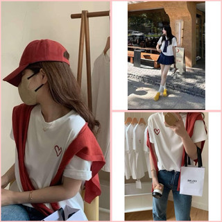 Áo thun babytee in tim kèm khăn choàng. Áo thun cotton co giãn 4 chiều