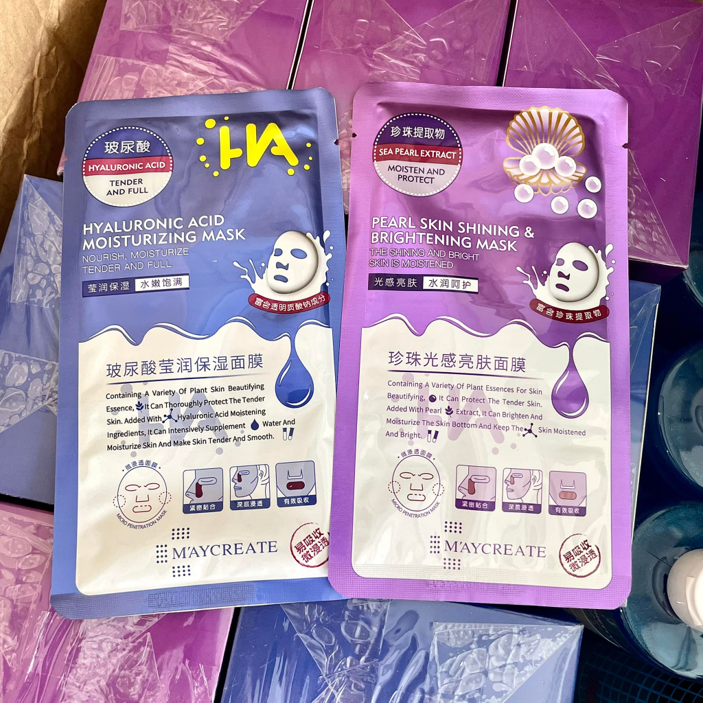 [Hộp 20 Miếng] Hộp Mặt Nạ HA Xanh Tím MayCreate
