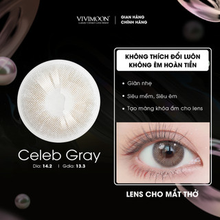Kính áp tròng cận VIVIMOON cận xám tây cho mắt thở Celeb Gray (Giá 01 đôi)
