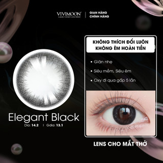 Kính áp tròng VIVIMOON LENS cận đen tự nhiên cho mắt thở Elegant Black (Giá 01 đôi)