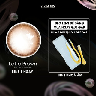 Lens cận 1 ngày màu nâu tự nhiên VIVIMOON khóa ẩm Latte Brown giá 1 chiếc