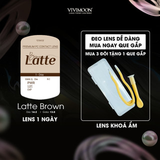 Lens cận 1 ngày nâu tự nhiên khóa ẩm VIVIMOON Latte Brown giá 1 chiếc