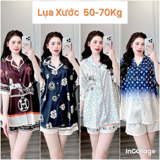 -Bộ ngủ nữ, pijama lụa xước cánh dơi tay ngắn quần đùi, thoải mái, chất mềm mịn