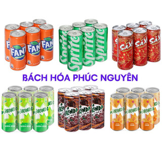 Lốc 6 lon sprite, fanta cam, mirinda cam, soda kem, xá xị, chương dương lon 330ml