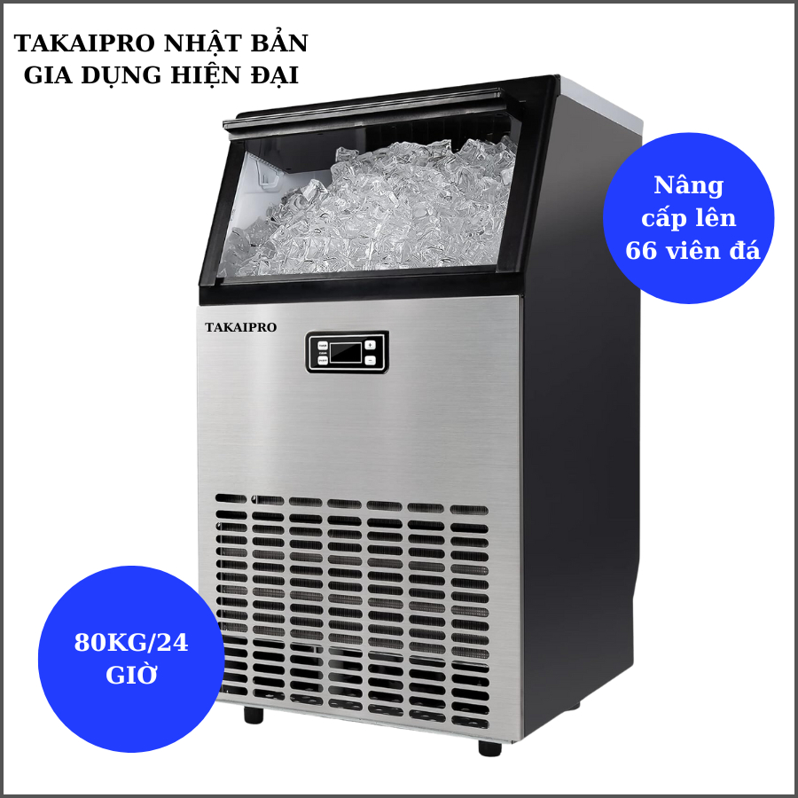 Máy làm đá viên TAKAIPRO 80kg, 66 viên dá phiên bản mới nhất 2024 -thương hiệu của Nhật Bản