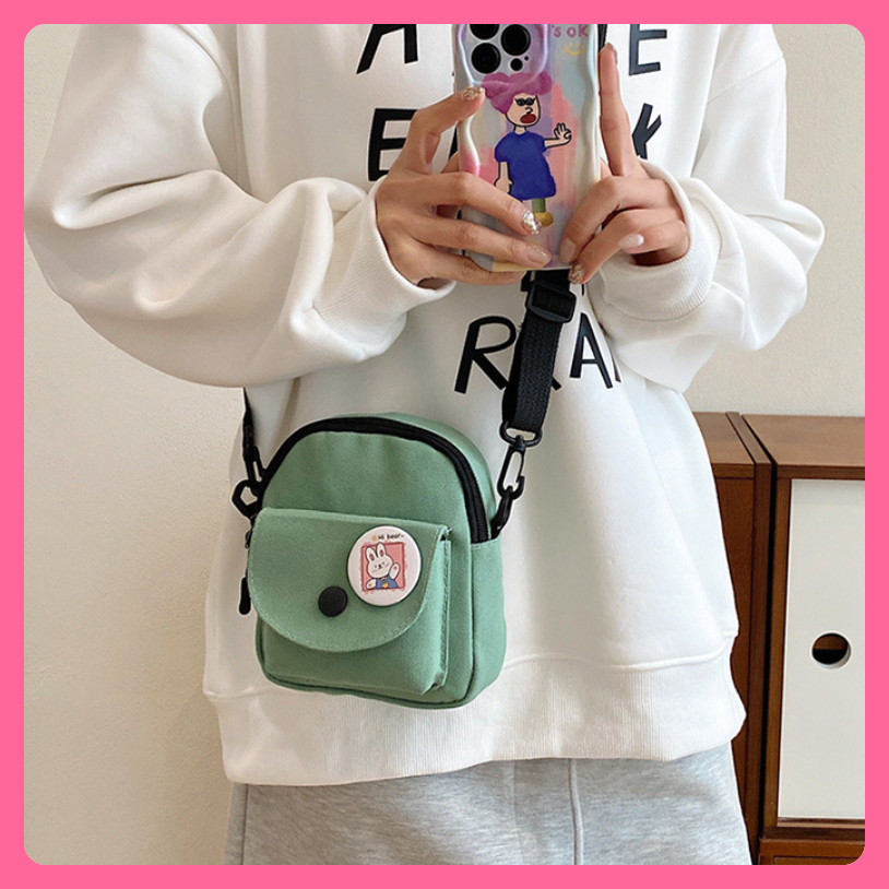 Túi vải đeo chéo túi đi chơi cho nữ dáng vuông nhỏ xinh nhiều màu túi chéo thời trang làm quà tặng c