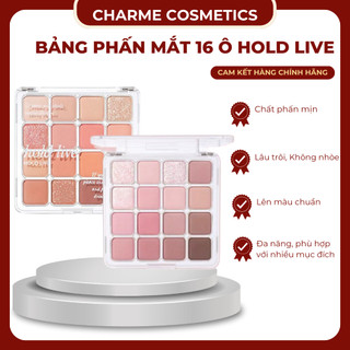 Bảng Phấn Mắt HOLD LIVE 16 Ô Trang Điểm Mắt Nhũ Mịn Lì Lâu Trôi