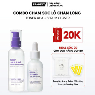 Combo chăm sóc lỗ chân lông frankly aha 8.05 clearing & exfoliating toner 100ml & closer pore reducing serum 30ml