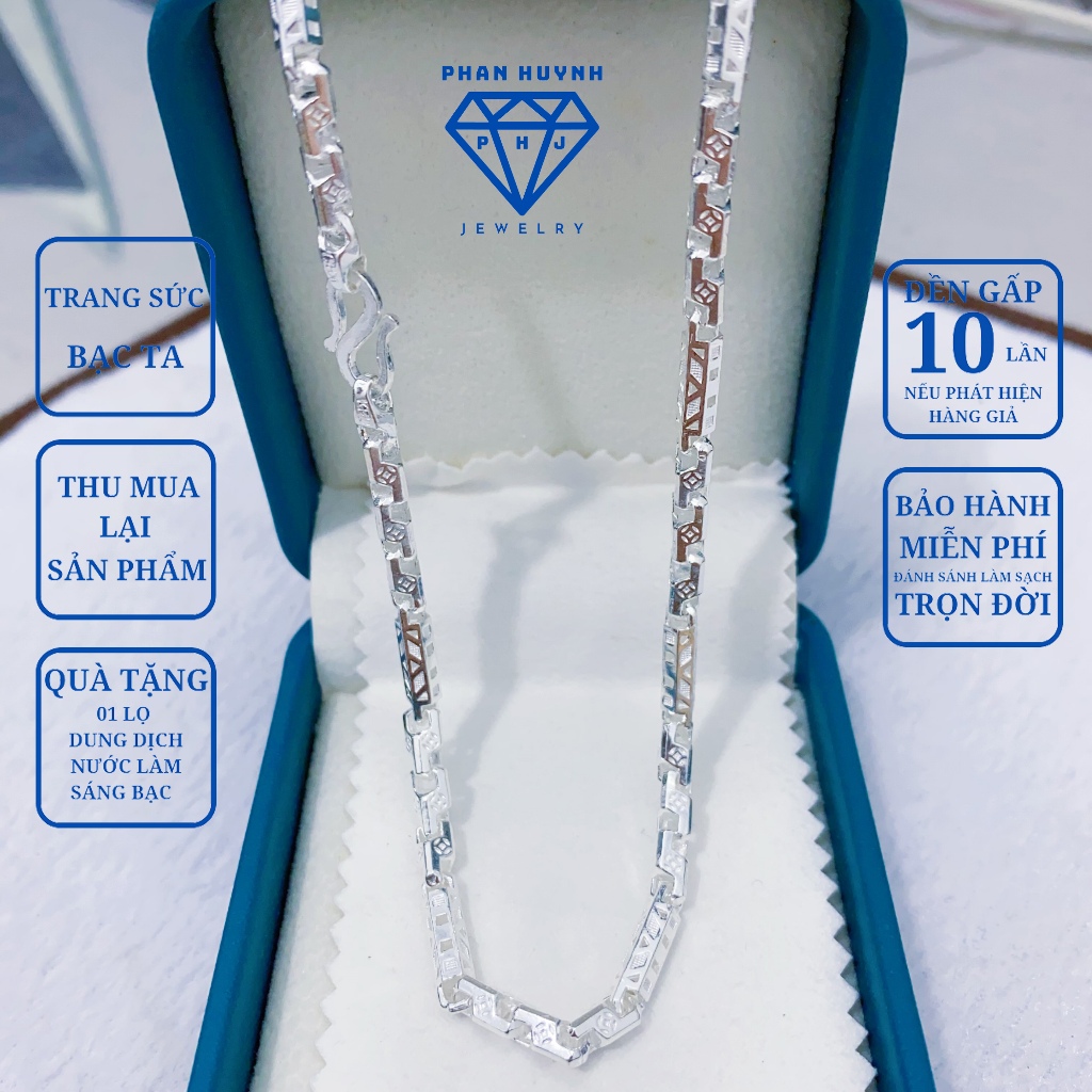  Dây chuyền nam bạc ống lục giác nhám vòng cổ bạc 950 PHAN HUYNH JEWELRY 