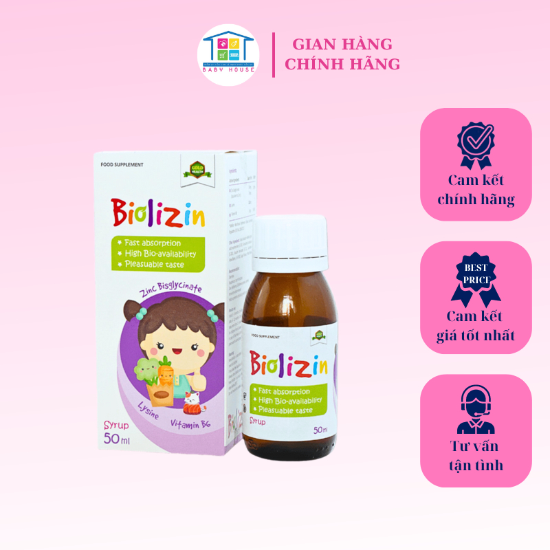 Kẽm Hữu Cơ Biolizin Lysine B6 Giúp Bé Ăn Ngon Tăng Đề Kháng Bổ Sung Kẽm Chai 50ml
