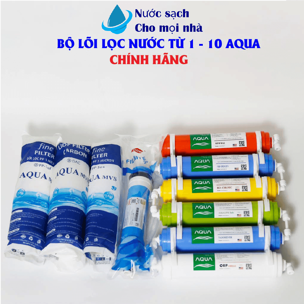 Bộ lõi lọc nước từ 1-10 AQUA  sử dụng tất cả các máy lọc nước kangaroo, Karofi, sunhouse...CHÍNH HÃNG