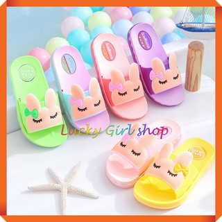 Dép Trẻ Em Cao Su Dẻo PVC Quai Ngang Hoạt Hình Cú Thỏ Đáng Yêu Size 26-33 - Lucky Girl shop NHA TRANG