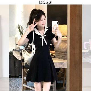 Váy nữ xinh cổ vest đinh sơ dự tiệc sang trọng Đầm nữ xinh dáng chữ A chất liệu siệu nhẹ mềm mại thoáng mát