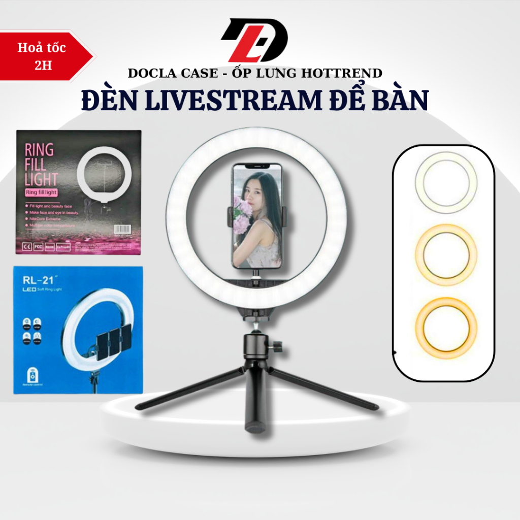 Đèn Livestream Để Bàn 26cm 30cm Chụp Ảnh Quay Video Bán Hàng, Trang Điểm (Bảo Hành 12 Tháng)